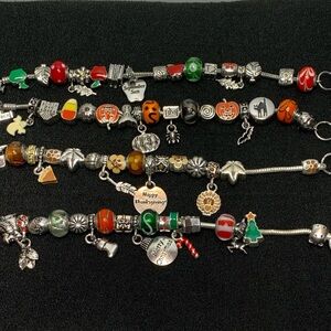 Retro Willabee and Ward Month Charm Bracelets Lot Sept Oct Nov Dec